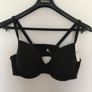 NWT Cacique Lane Bryant Cotton T-Shirt Bra Lightly Lined Smooth 44C Wired Black